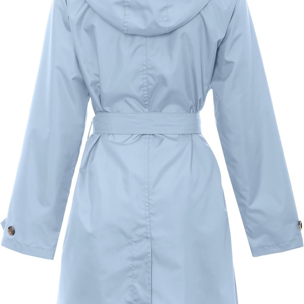 Capelli of New York Light Blue Hooded Trench Coat - Picture 2 of 4
